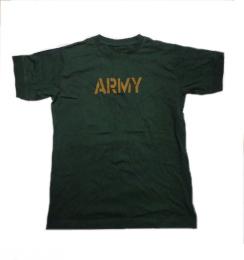T シャツ　緑　Priape 胸に ARMY とプリント　背中上部に　Priape Wear